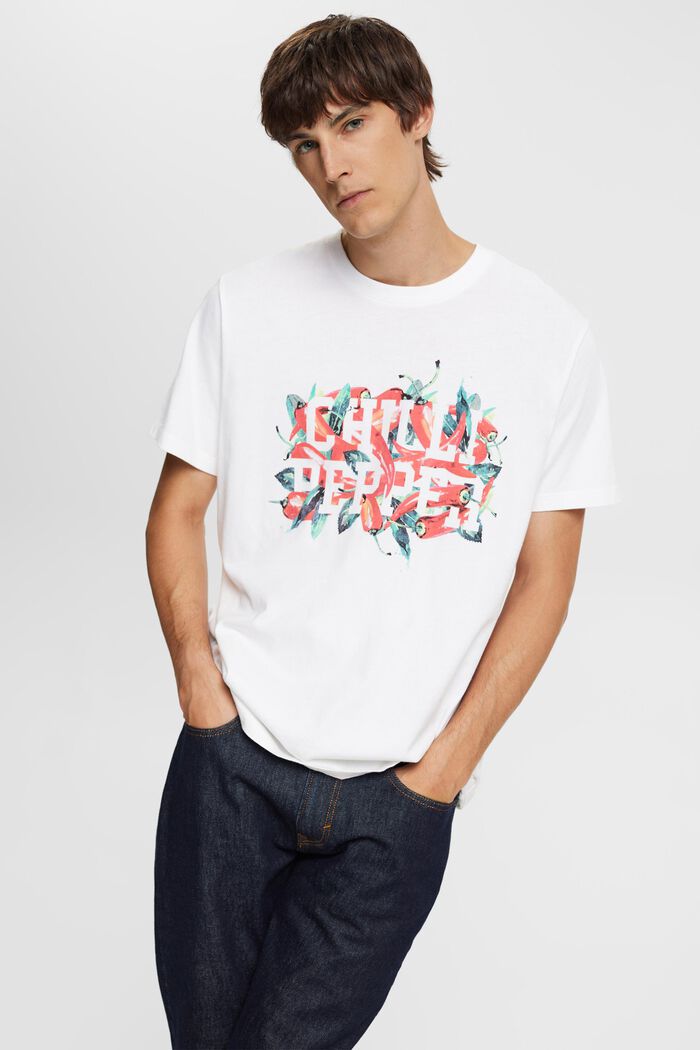T-shirt med print, NEW WHITE, detail image number 1
