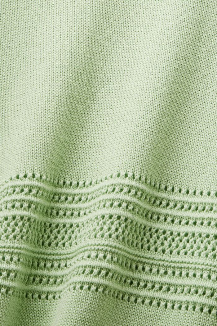 Sweater i åben strik med rund hals, LIGHT GREEN, detail image number 4