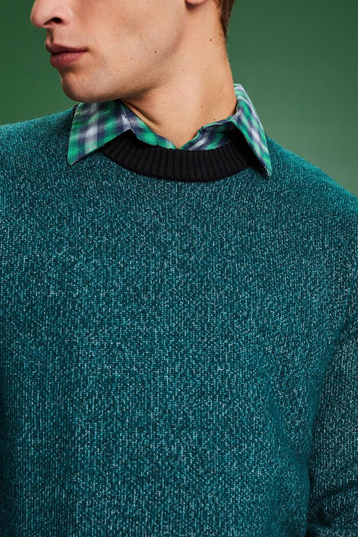 Sweater i uldmiks med rund hals, EMERALD GREEN, detail image number 3