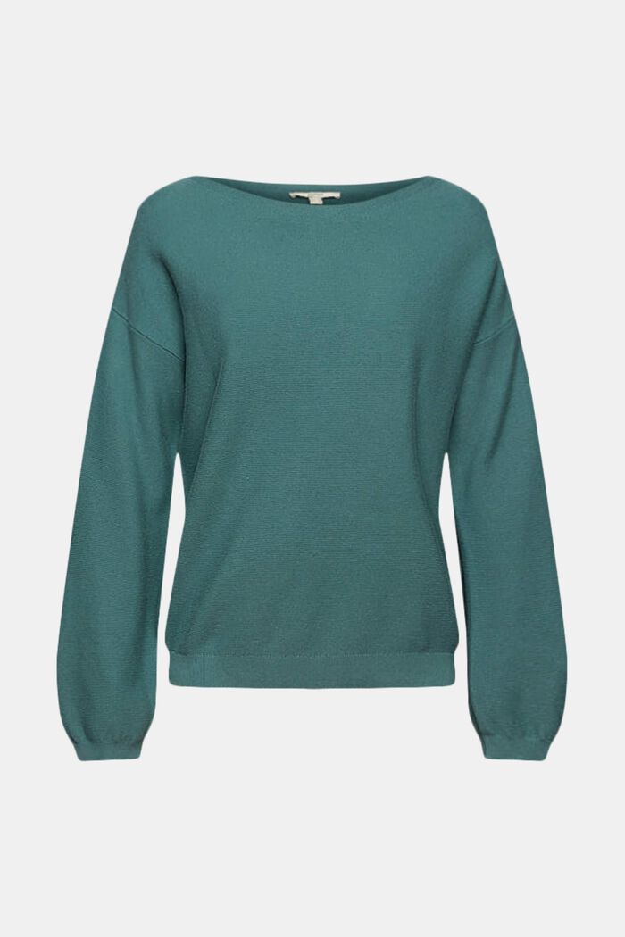 Sweater af 100% økologisk bomuld, TEAL BLUE, detail image number 2