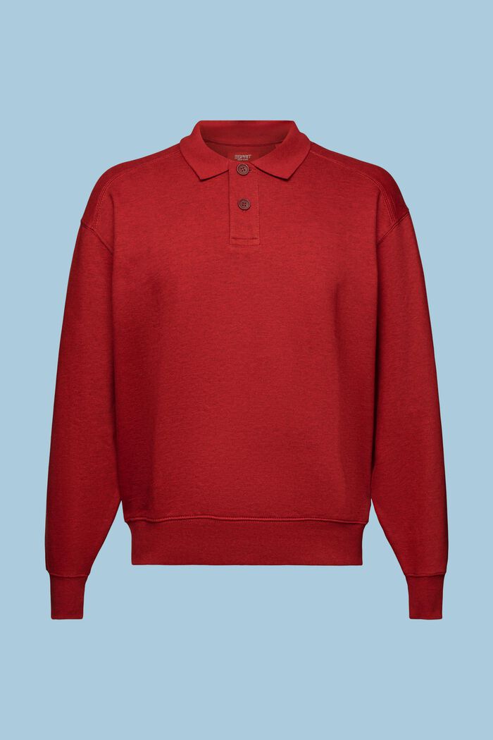 Polo sweatshirt med lange ærmer, DARK RED, detail image number 6