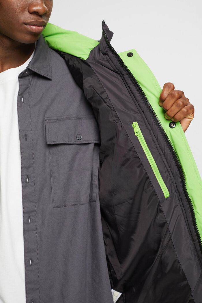 Quiltet jakke med neonfarvede detaljer, DARK GREY, detail image number 4