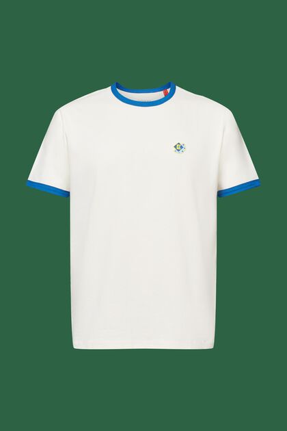 Bomulds-T-shirt med rund hals og logo