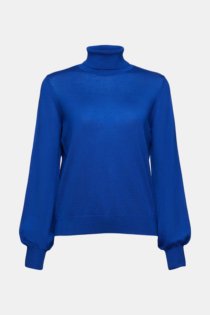 Rullekravesweater i uld, BRIGHT BLUE, detail image number 6