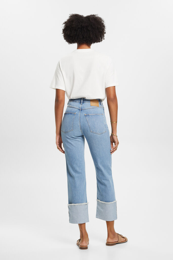 Cropped 80'er-jeans med fikserede opsmøg, TENCEL™, BLUE LIGHT WASHED, detail image number 3