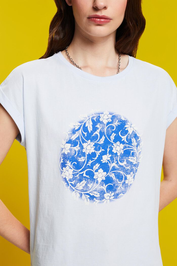 T-shirt med print, 100 % bomuld, PASTEL BLUE, detail image number 2