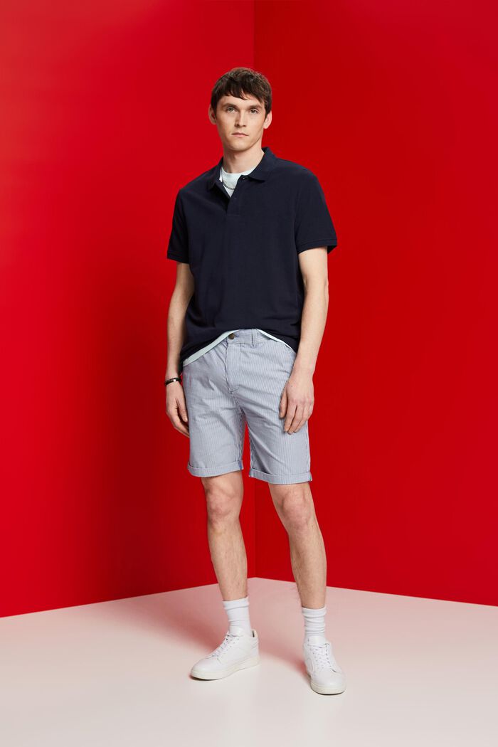 Stribede chino-shorts, 100 % bomuld, BLUE, detail image number 5