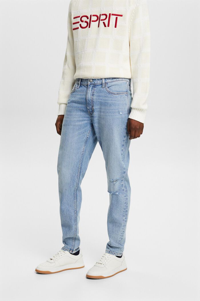 Regular tapered jeans med mellemhøj talje, BLUE LIGHT WASHED, detail image number 0