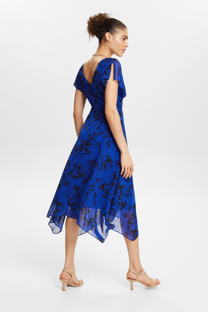 Maxi-kjole i chiffon med V-hals og print, BRIGHT BLUE, detail image number 2