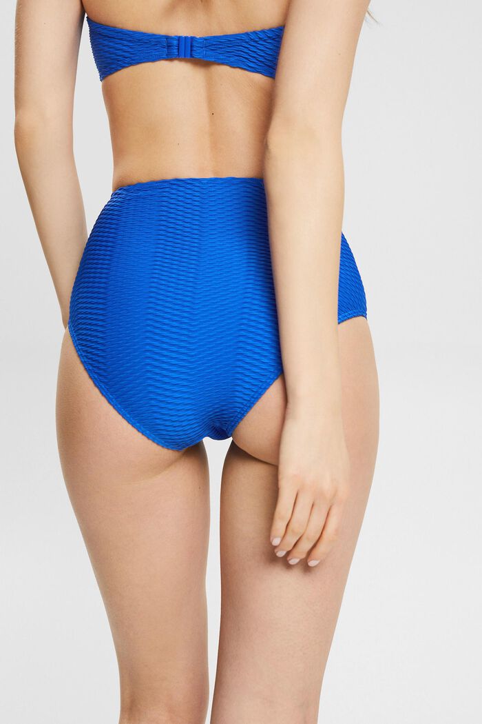 High waist-bikinitrusser med strukturstribe , BRIGHT BLUE, detail image number 3