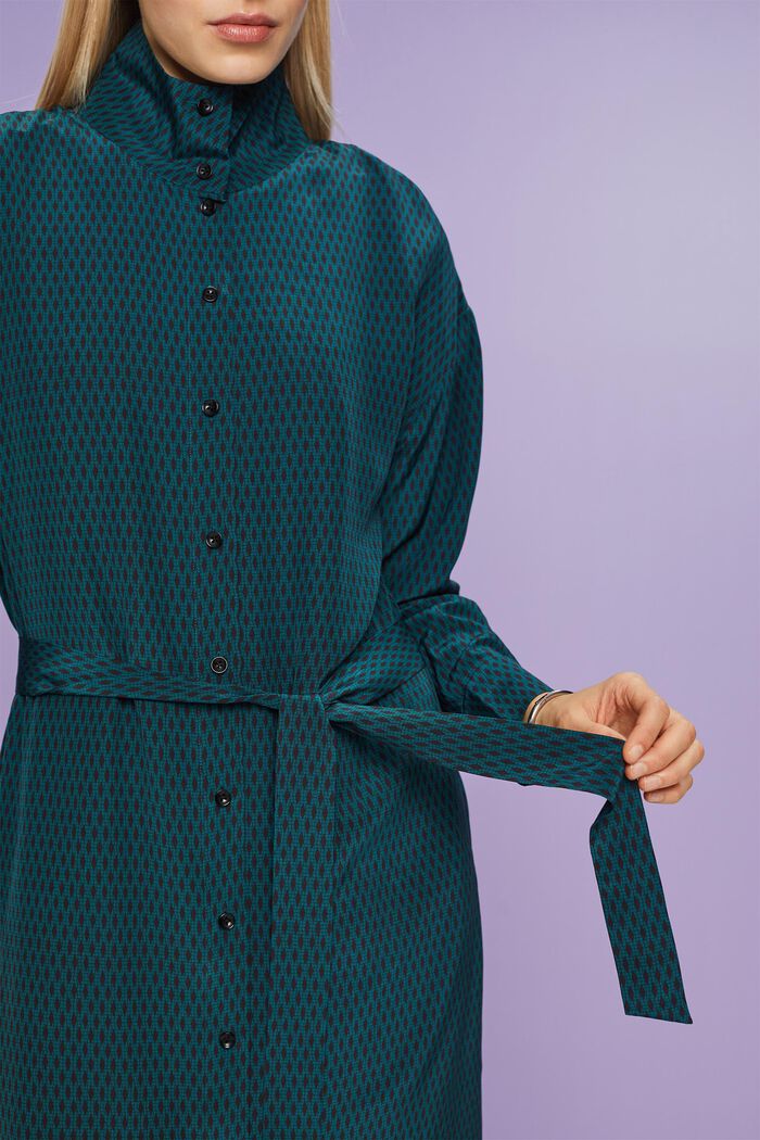 Skjortekjole i silke, EMERALD GREEN, detail image number 3