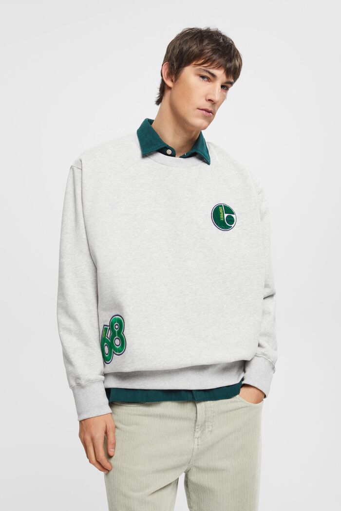 Varsity-sweatshirt med patches, LIGHT GREY, detail image number 0