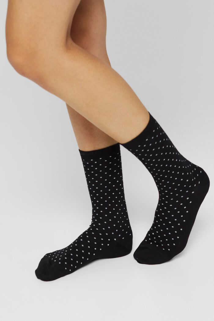 2-pak polkaprikkede sokker, økologisk bomuld, BLACK, detail image number 1