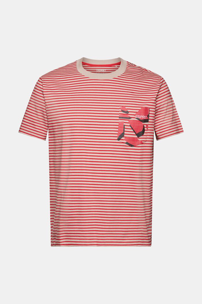 Stribet T-shirt i bomuldsjersey, DARK RED, detail image number 6