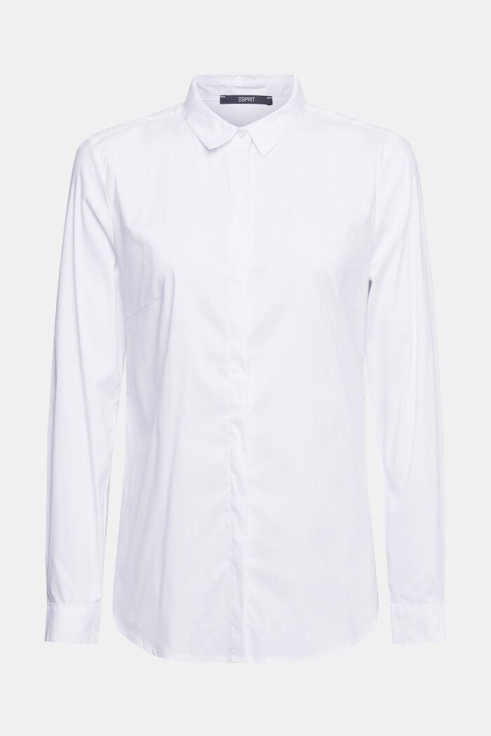 Skjortebluse af bomuldsblanding, WHITE, overview