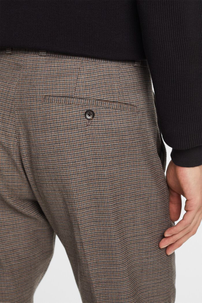 Bukser i uld med hanefjedsmønster, BROWN GREY, detail image number 4