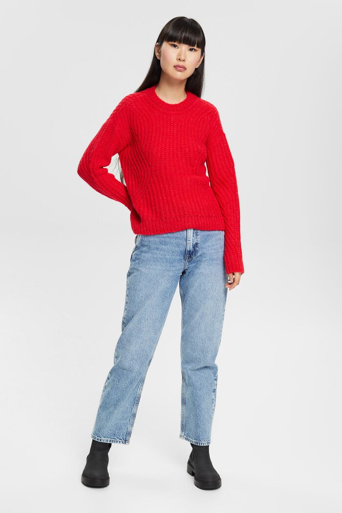 Med alpaka: striksweater, RED, detail image number 5