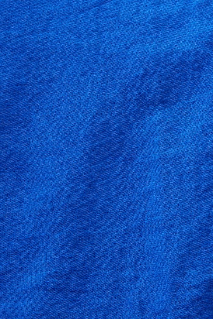 Skjortebluse i bomuld og hør, BRIGHT BLUE, detail image number 5