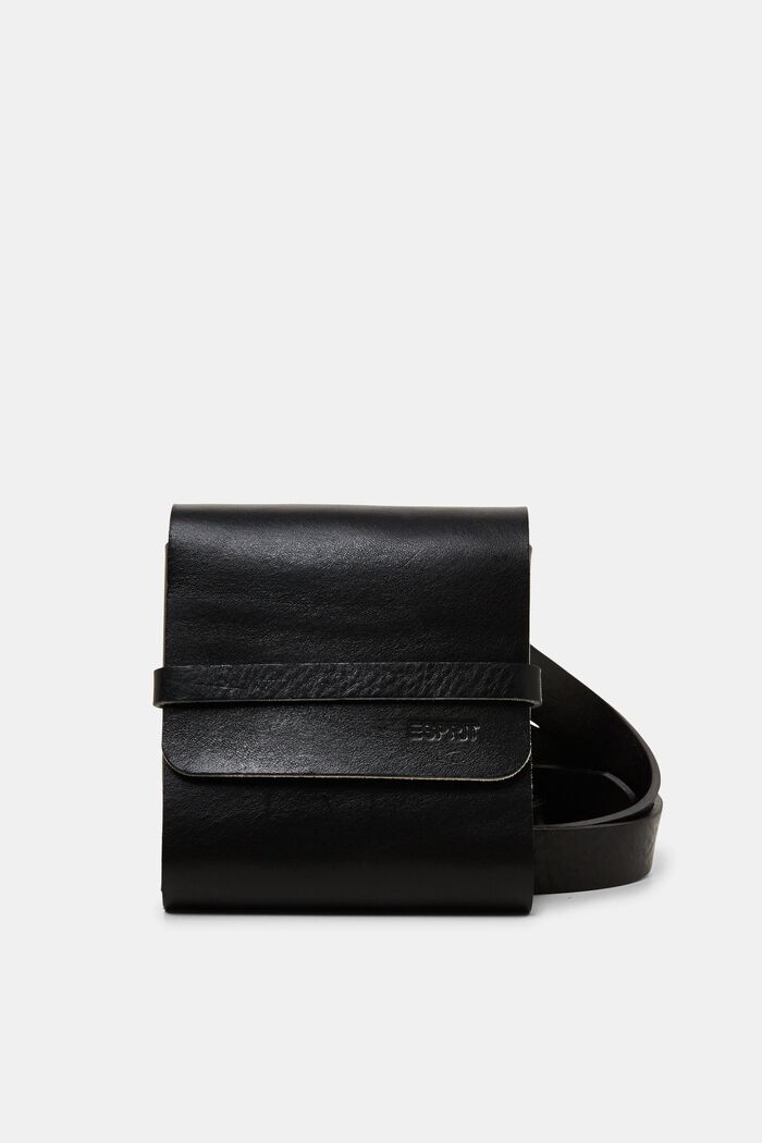 Bæltetaske i ægte læder, BLACK, detail image number 0