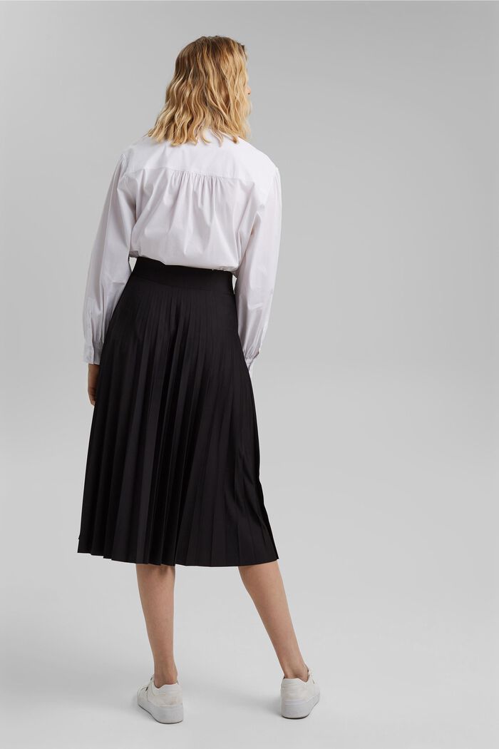 Genanvendte materialer: Plisseret nederdel med elastiklinning, BLACK, detail image number 3