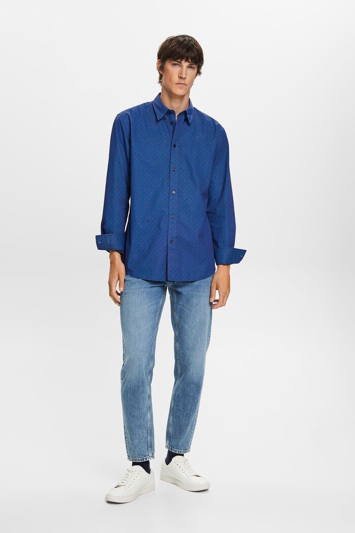 Mønstret button-down skjorte, 100 % bomuld, BRIGHT BLUE, detail image number 1
