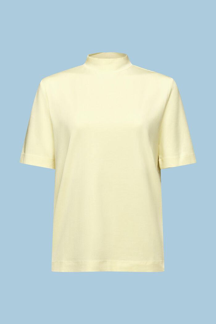 Jersey-T-shirt med høj hals, LIME YELLOW, detail image number 6