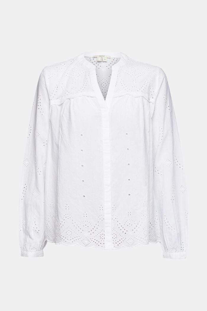 Bluse med broderie anglaise