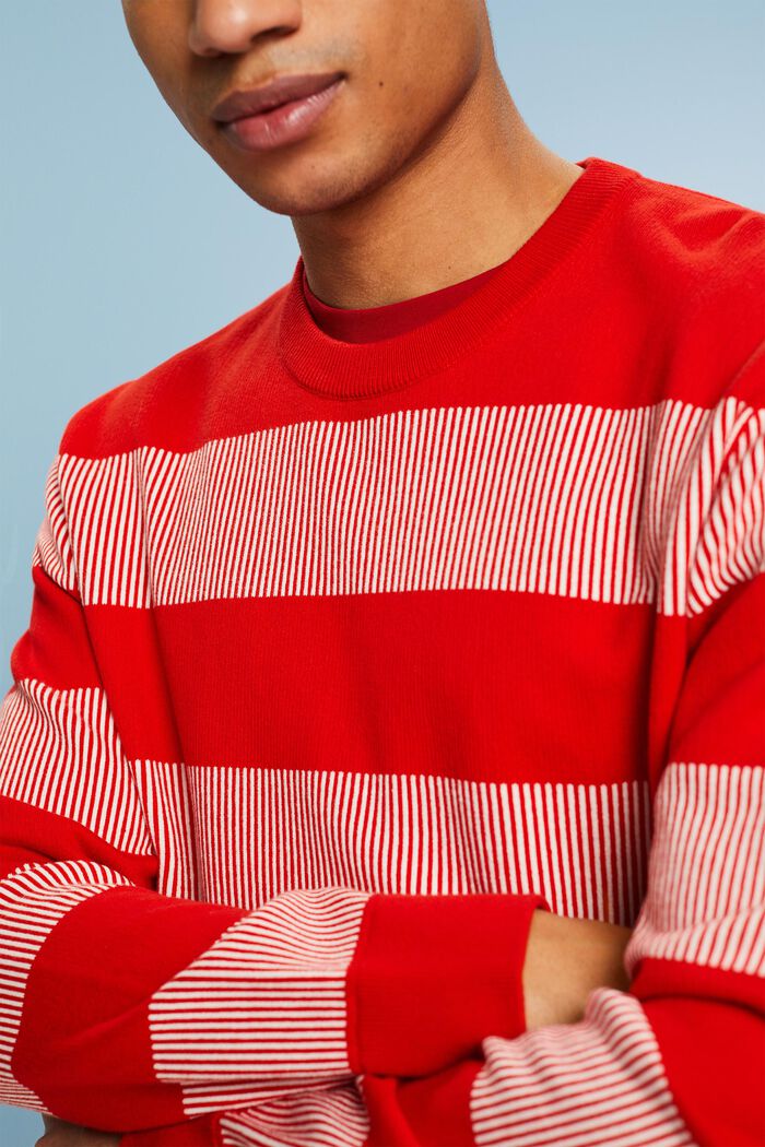 Stribet sweater i ribstrik, RED, detail image number 3