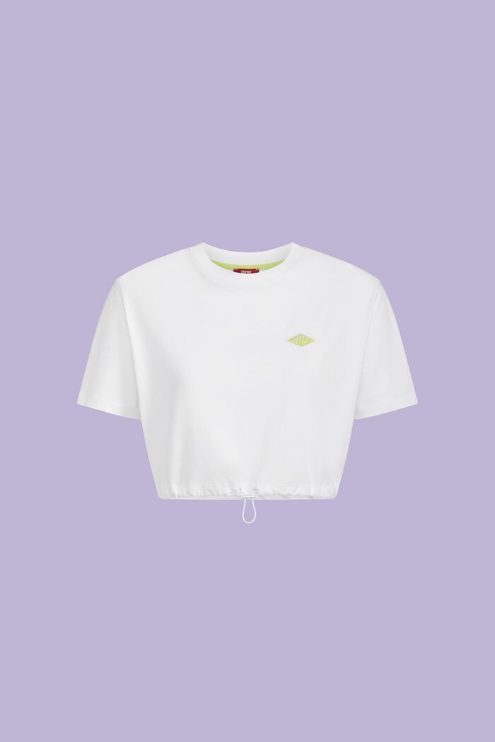 Cropped T-shirt i bomuldsjersey med logo, WHITE, detail image number 5
