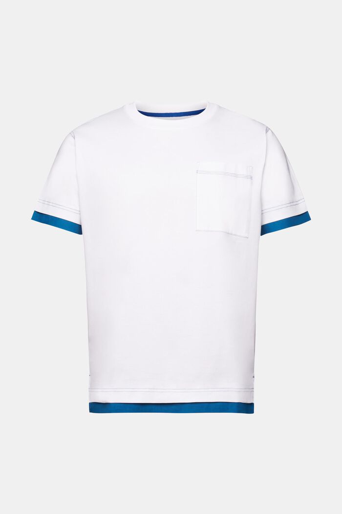 T-shirt m. rund hals, lag på lag-look, 100% bomuld, WHITE, detail image number 5
