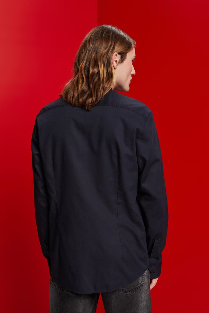 Slim fit-skjorte med båndkrave, BLACK, detail image number 3
