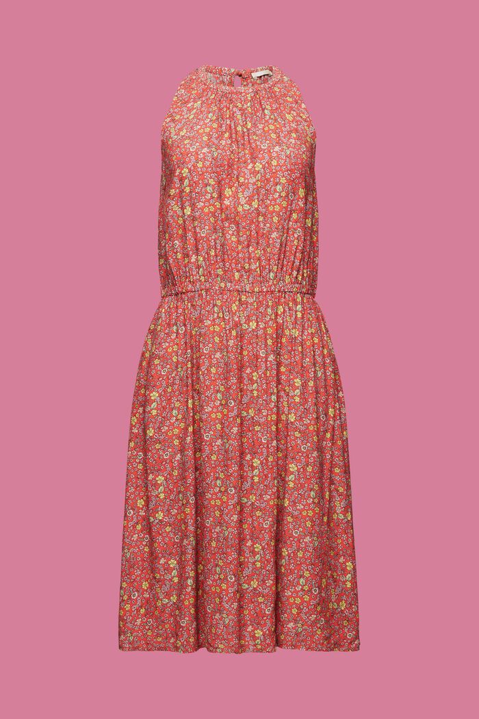 Mønstret, kort kjole, CORAL ORANGE, detail image number 7