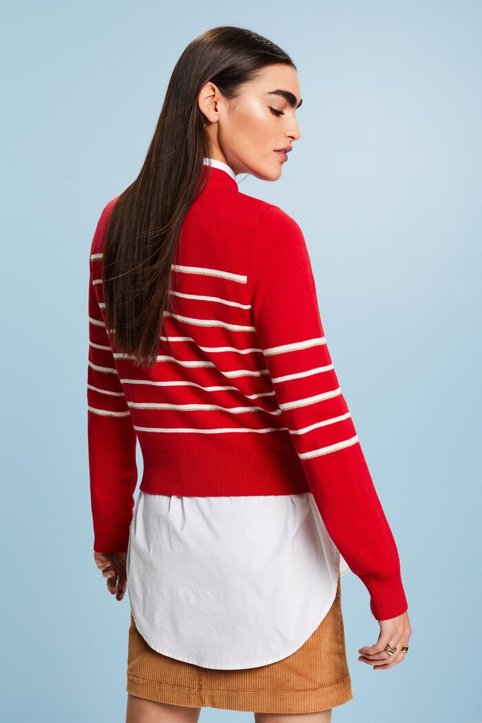 Stribet pullover i strik med kashmir, RED, detail image number 3