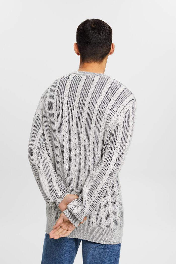 Sweater i kabelstrik med rund hals, NAVY, detail image number 3