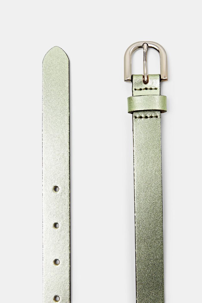 Metallisk læderbælte, LIGHT AQUA GREEN, detail image number 1
