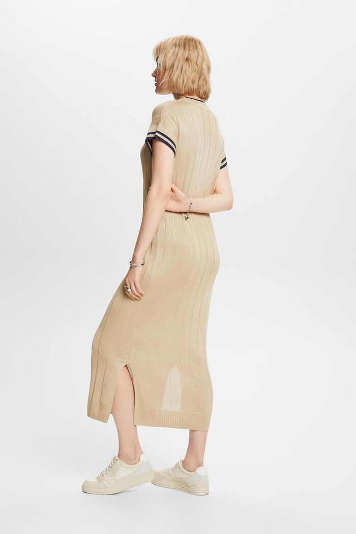 Skinnende kjole i ribstrik, SAND, detail image number 3