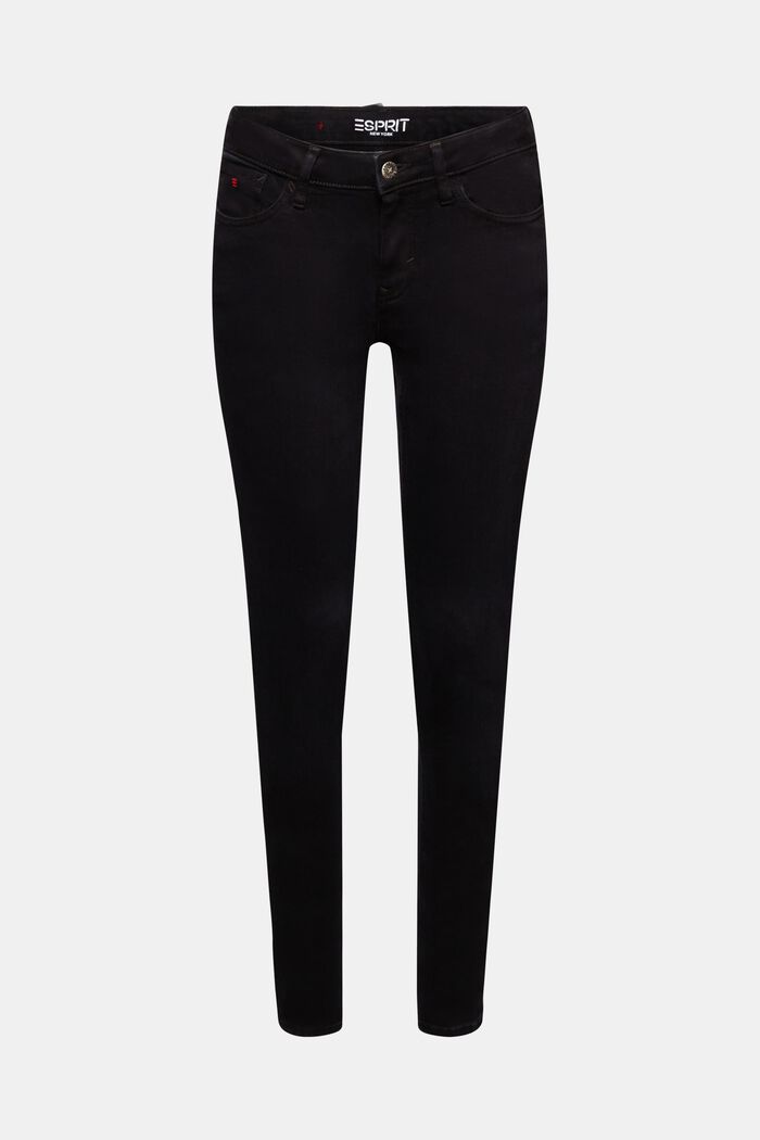 Skinny jeans med mellemhøj talje, BLACK DARK WASHED, detail image number 7
