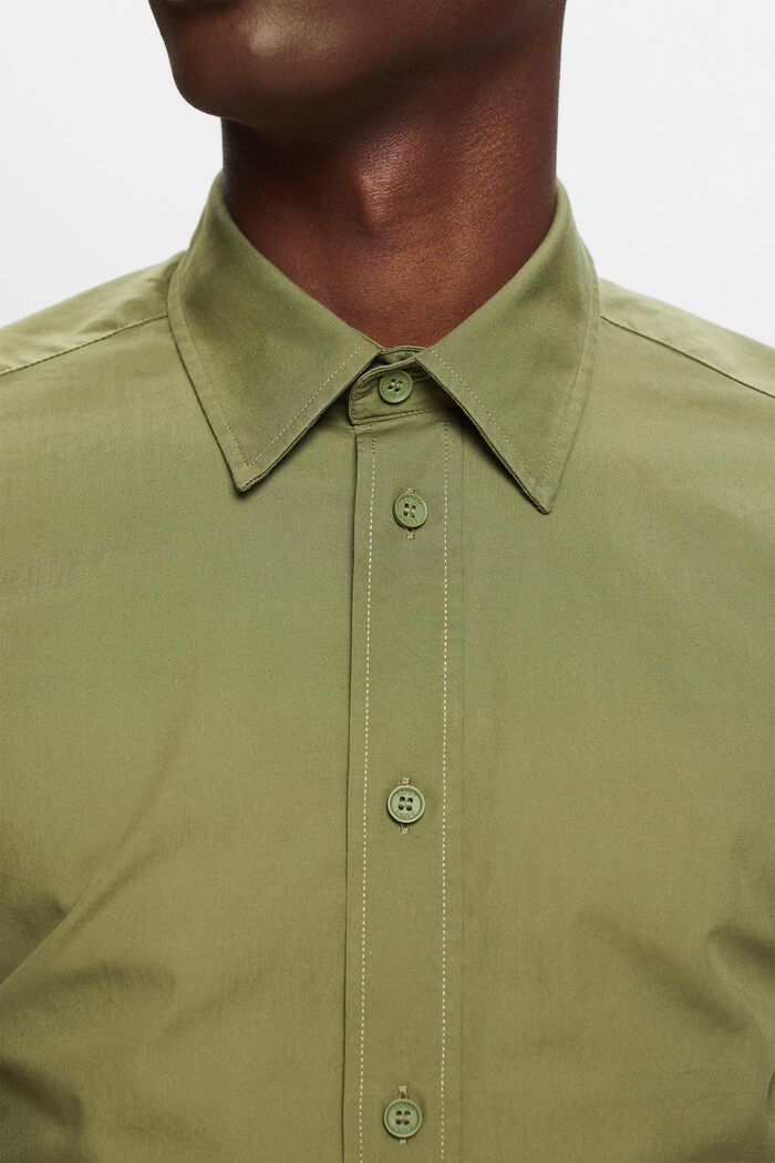 Kortærmet shirt i bomuldspoplin, LIGHT KHAKI, detail image number 3