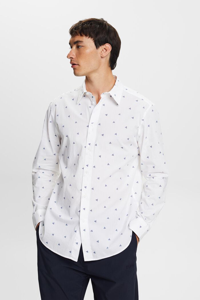 Mønstret skjorte, 100 % bomuld, NEW WHITE, detail image number 1