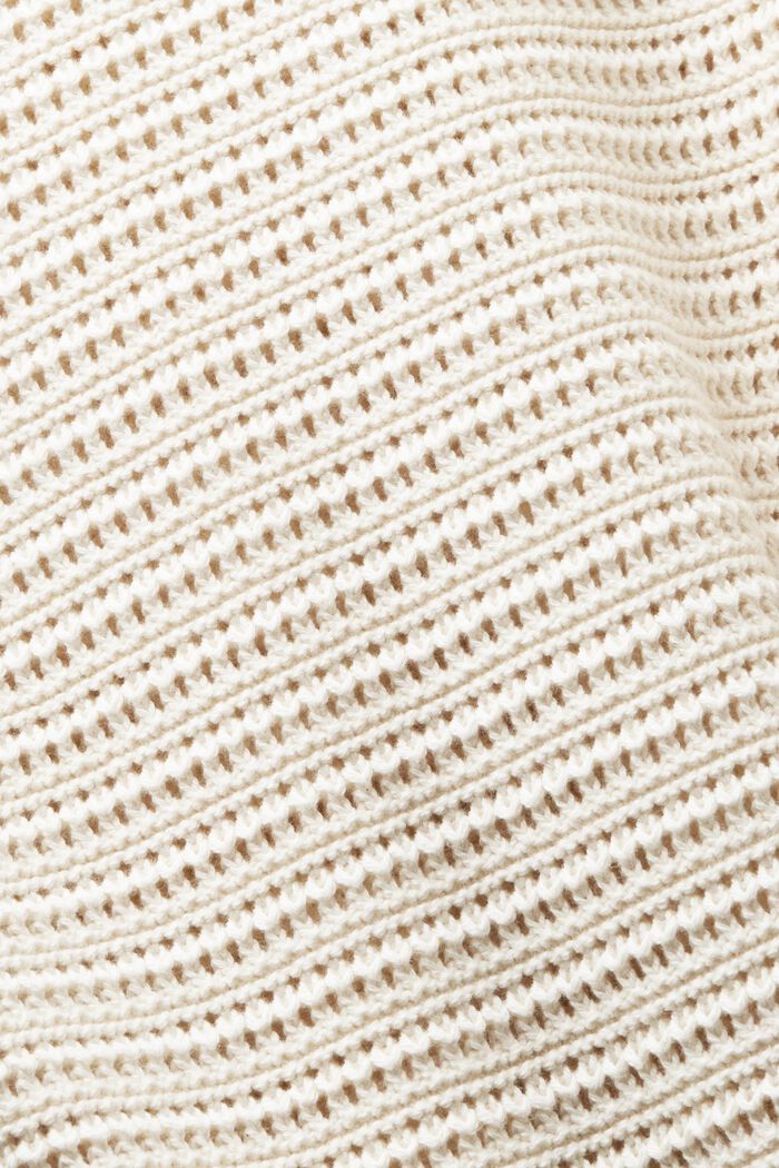 Sweater med rund hals i åbent strik, BEIGE, detail image number 4