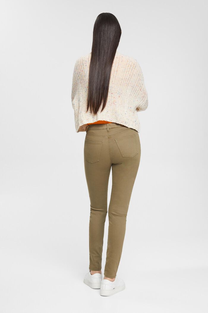 Skinny fit-bukser med mellemhøj talje, KHAKI GREEN, detail image number 3