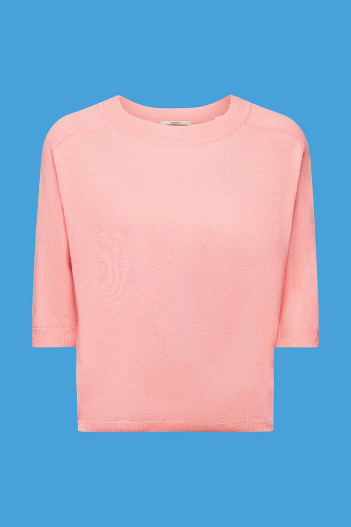 Sweater med cropped ærmer og hør, PINK, detail image number 5