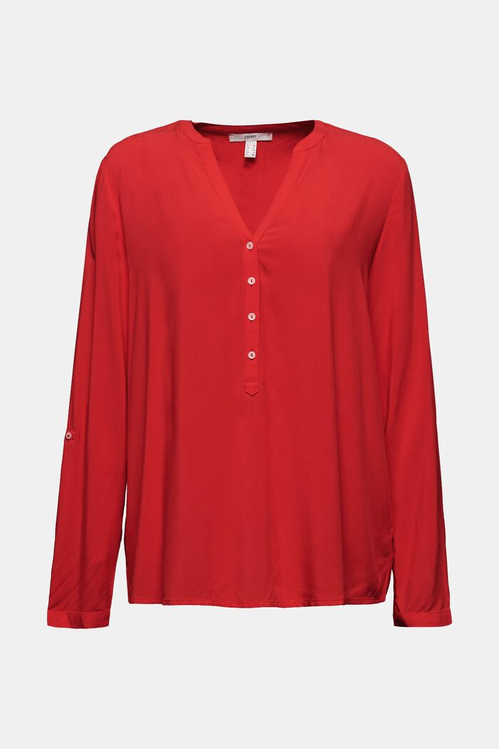 Henley-bluse, LENZING™ ECOVERO™, RED, detail image number 0