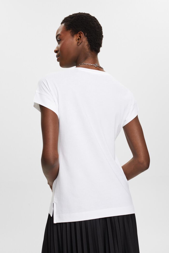 Jersey-T-shirt med applikation, NEW WHITE, detail image number 3