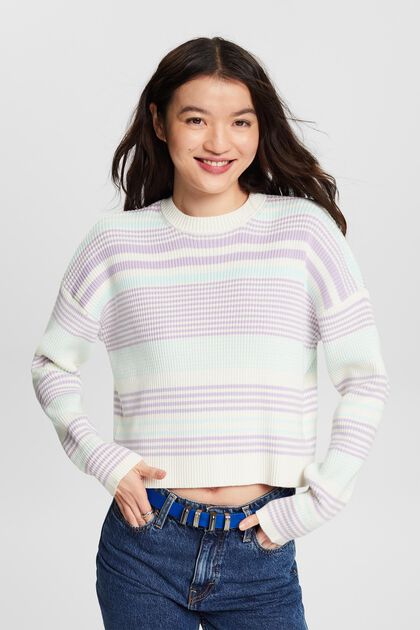 Stribet sweater med lange ærmer