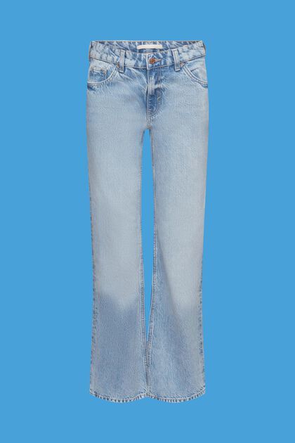 Jeans med mellemhøj talje og retro-svaj, BLUE MEDIUM WASHED, overview