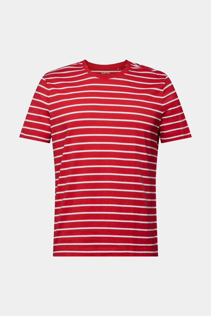 Stribet T-shirt i bomuldsjersey, DARK RED, detail image number 7