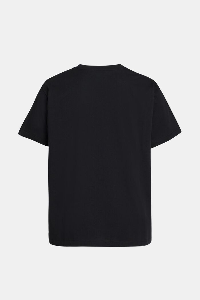 T-shirt med påsat logo som flockprint på brystet, BLACK, detail image number 5