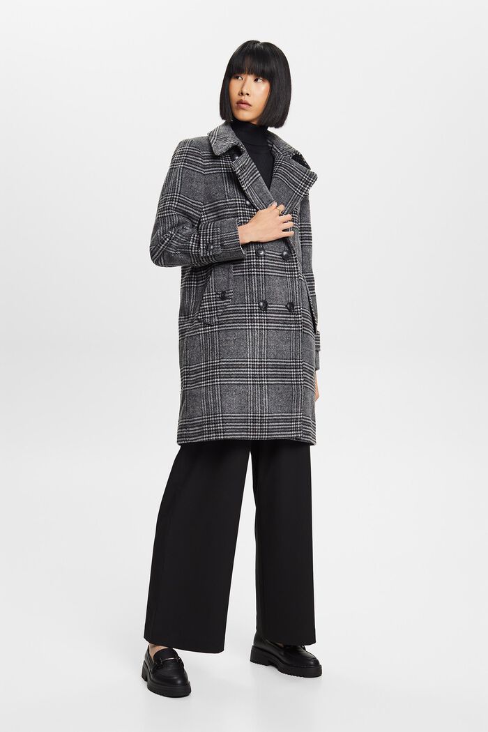 Genanvendt: Ternet frakke i uldmiks med kashmir, BLACK, detail image number 4