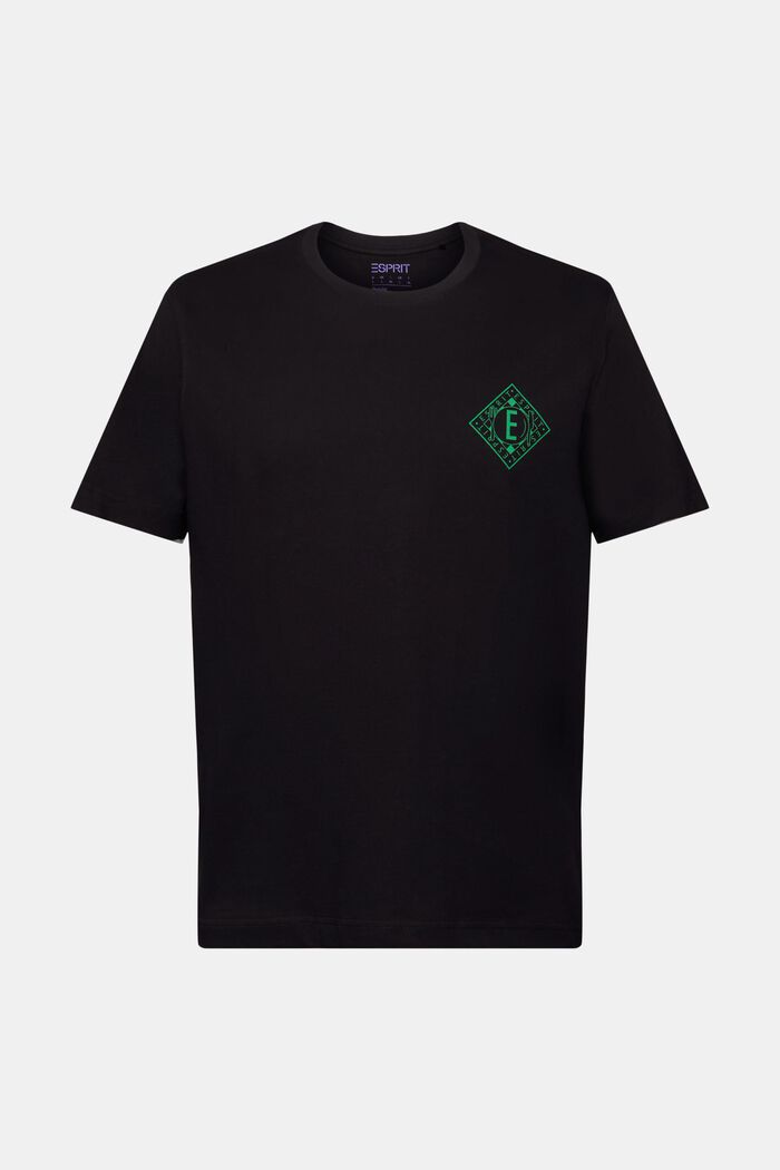 T-shirt i bomuldsjersey med logo, BLACK, detail image number 5